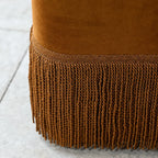 Caramel Velvet Tassel Accent Stool for Vanity, Bedroom and Entryway