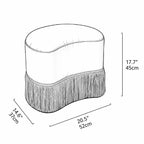 Caramel Velvet Tassel Accent Stool for Vanity, Bedroom and Entryway Dimensions