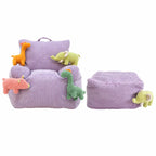 Cartoon Silhouette Kid's Sofa with Wavy Quilted Texture and Rounded Arms