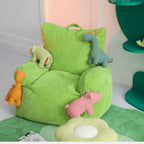 Cartoon Silhouette Kid's Sofa with Wavy Quilted Texture and Rounded Arms