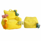 Cartoon Silhouette Kid's Sofa with Wavy Quilted Texture and Rounded Arms