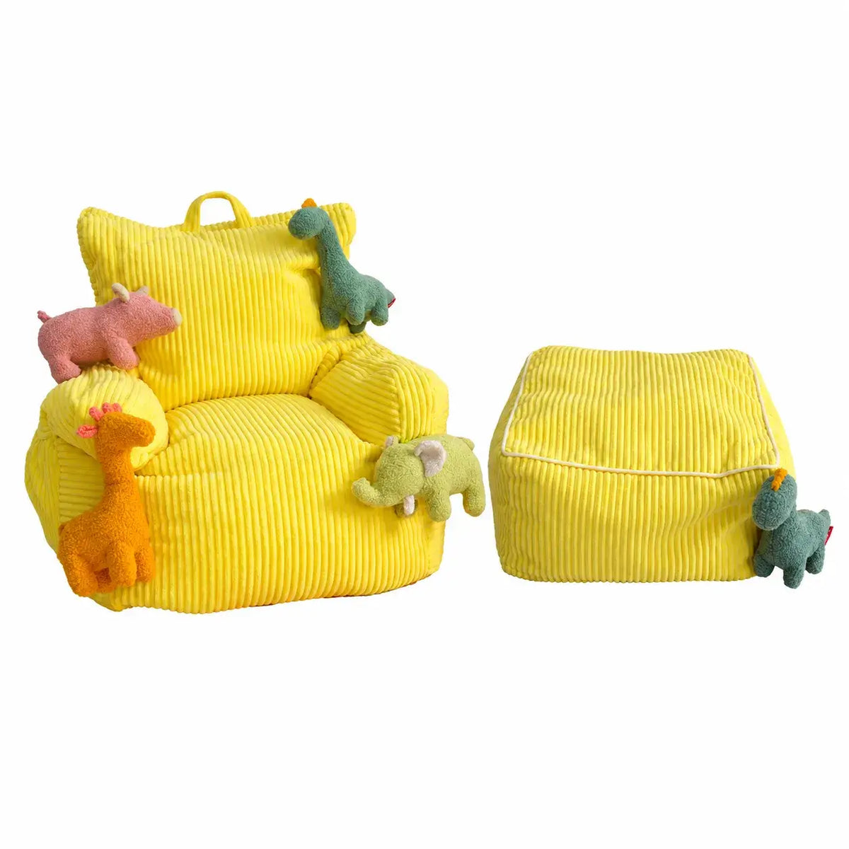 Cartoon Silhouette Kid's Sofa with Wavy Quilted Texture and Rounded Arms