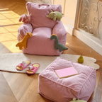 Cartoon Silhouette Kid's Sofa with Wavy Quilted Texture and Rounded Arms