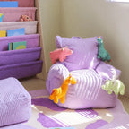 Cartoon Silhouette Kid's Sofa with Wavy Quilted Texture and Rounded Arms