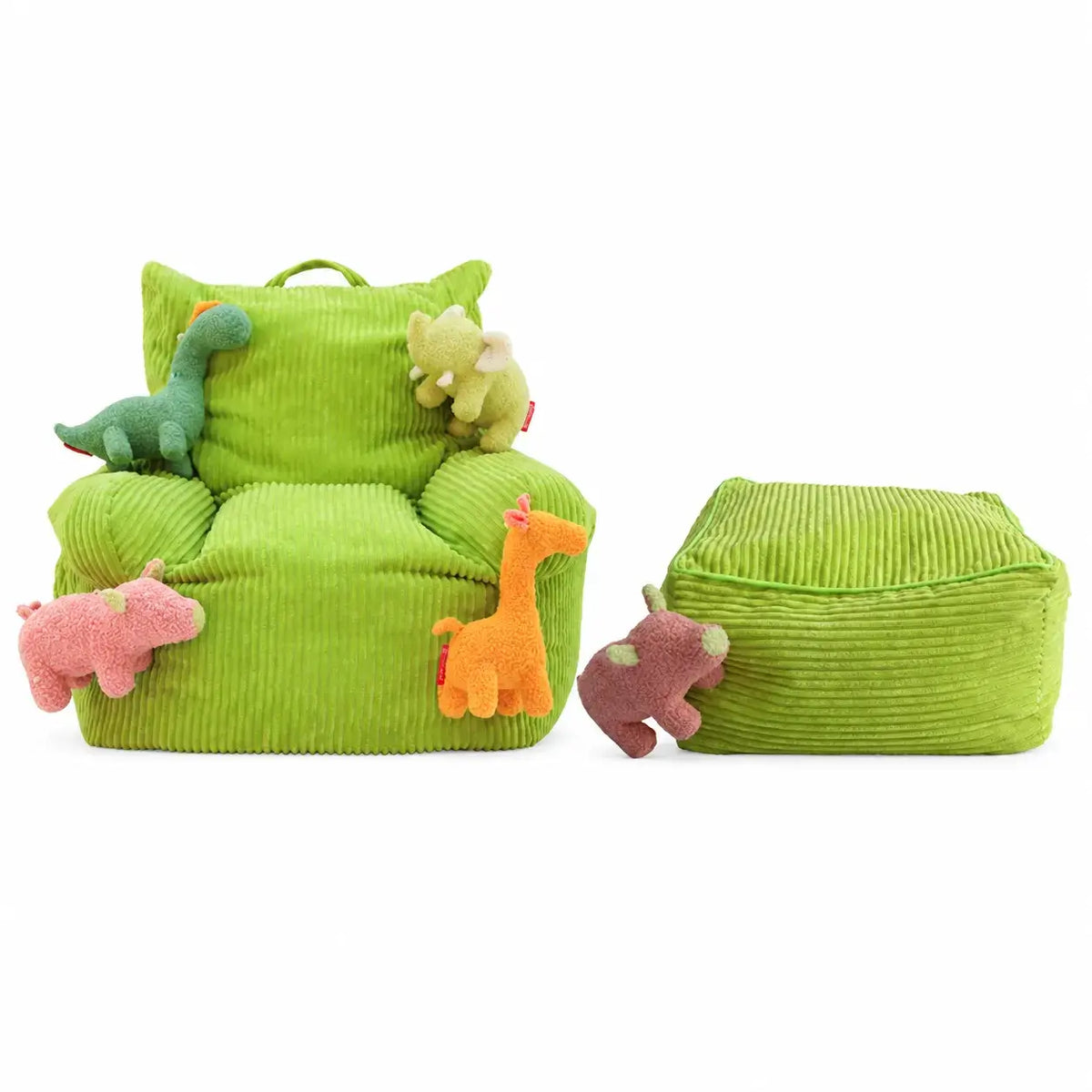 Cartoon Silhouette Kid's Sofa with Wavy Quilted Texture and Rounded Arms