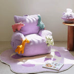 Cartoon Silhouette Kid's Sofa with Wavy Quilted Texture and Rounded Arms