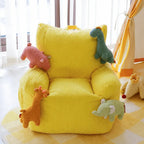 Cartoon Silhouette Kid's Sofa with Wavy Quilted Texture and Rounded Arms