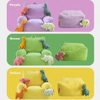 Cartoon Silhouette Kid's Sofa with Wavy Quilted Texture and Rounded Arms
