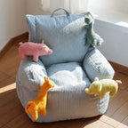 Cartoon Silhouette Kid's Sofa with Wavy Quilted Texture and Rounded Arms