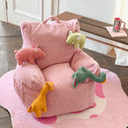 Cartoon Silhouette Kid's Sofa with Wavy Quilted Texture and Rounded Arms
