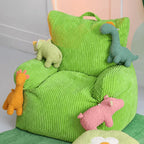 Cartoon Silhouette Kid's Sofa with Wavy Quilted Texture and Rounded Arms
