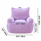 Cartoon Silhouette Kid's Sofa with Wavy Quilted Texture and Rounded Arms Dimensions