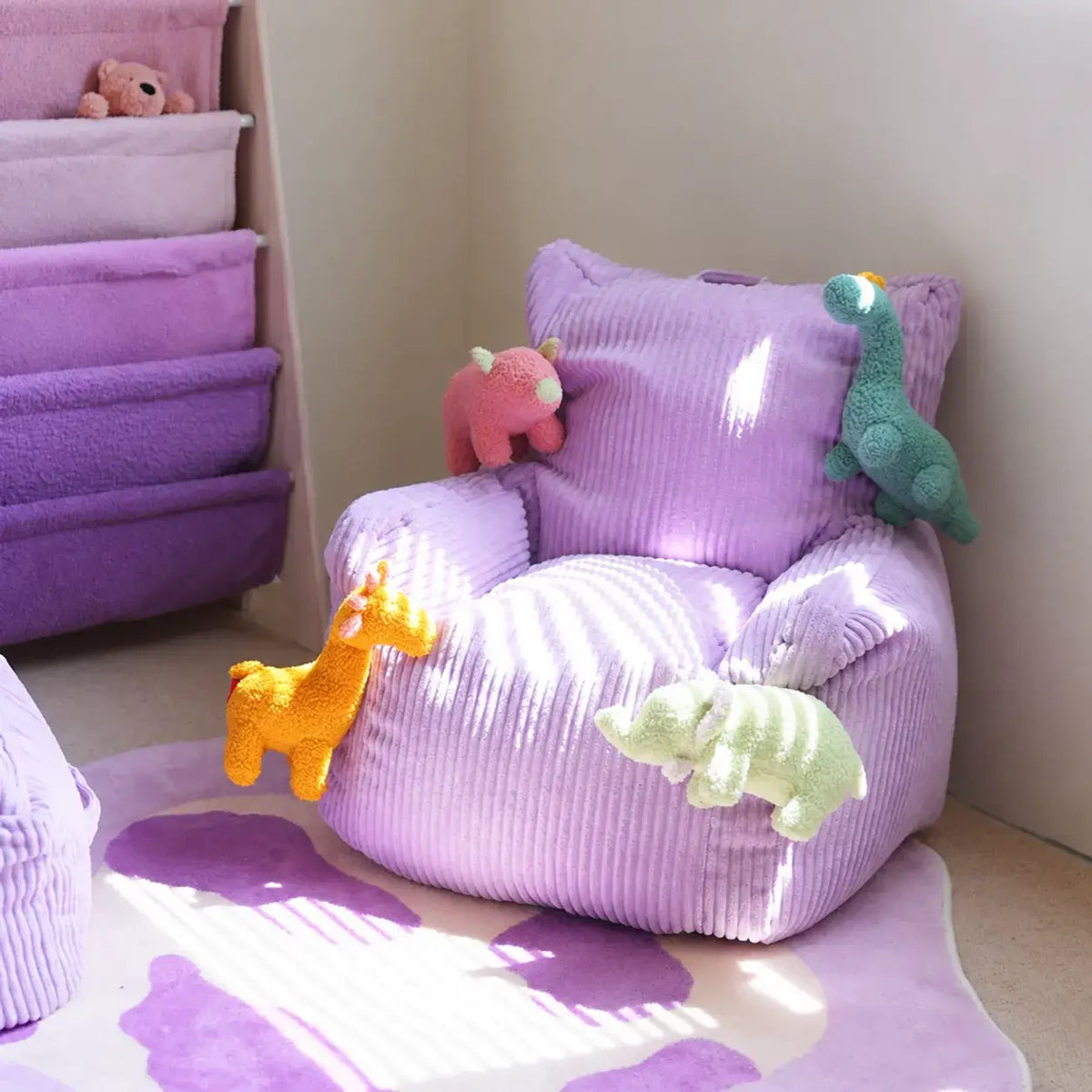 Cartoon Silhouette Kid's Sofa with Wavy Quilted Texture and Rounded Arms Main Product Image