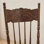 Carved High-Back Windsor Chair Series in Rustic Solid Wood for Dining and Study