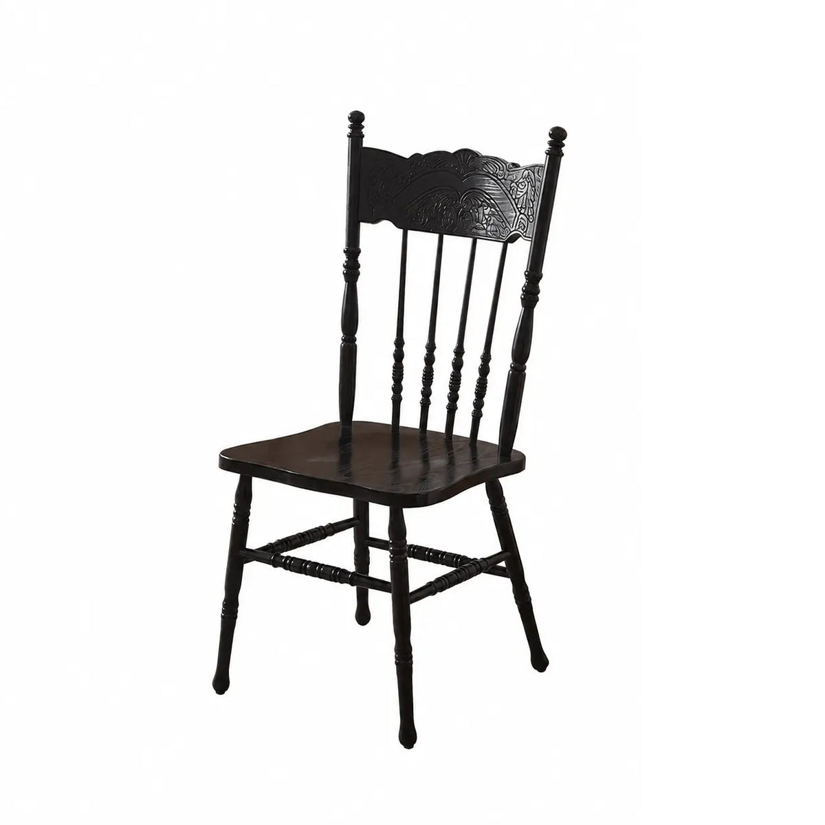 Carved High-Back Windsor Chair Series in Rustic Solid Wood for Dining and Study