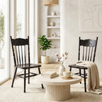 Carved High-Back Windsor Chair Series in Rustic Solid Wood for Dining and Study
