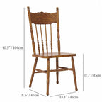 Carved High-Back Windsor Chair Series in Rustic Solid Wood for Dining and Study Dimensions