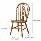 Carved Solid Wood Windsor Chair Series with Arched Back and Vintage Walnut Finish Dimensions