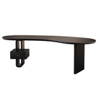 Cashew Curve Wooden Office Desk With Hidden Drawer and Sculptural Base