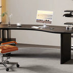 Cashew Curve Wooden Office Desk With Hidden Drawer and Sculptural Base