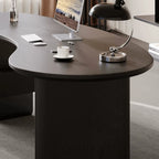 Cashew Curve Wooden Office Desk With Hidden Drawer and Sculptural Base