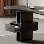 Cashew Curve Wooden Office Desk With Hidden Drawer and Sculptural Base