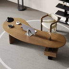 Cashew Curve Wooden Office Desk With Hidden Drawer and Sculptural Base