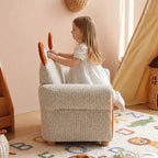 Cat Ear Kids Sofa Chair in Cream Boucle for Reading Corners