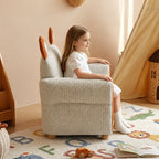 Cat Ear Kids Sofa Chair in Cream Boucle for Reading Corners