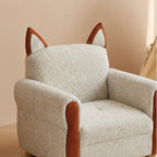 Cat Ear Kids Sofa Chair in Cream Boucle for Reading Corners