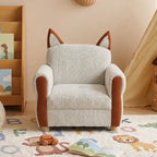 Cat Ear Kids Sofa Chair in Cream Boucle for Reading Corners