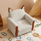 Cat Ear Kids Sofa Chair in Cream Boucle for Reading Corners Main Product Image