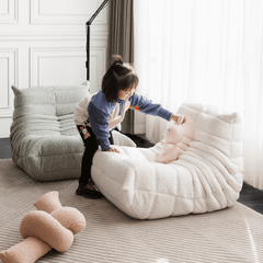 Caterpillar Themed Kids Sofa - Soft Sherpa Upholstery