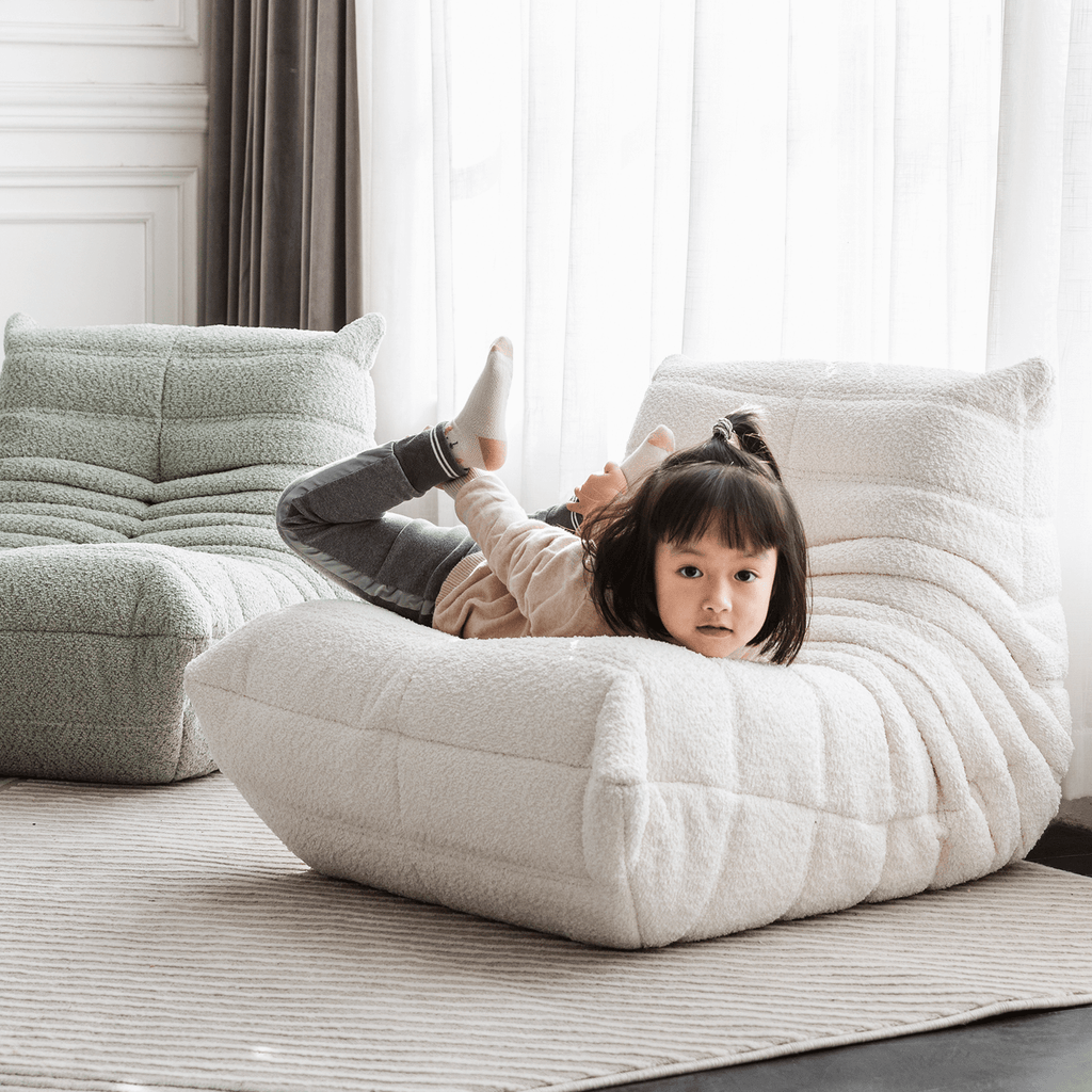 Caterpillar Themed Kids Sofa - Soft Sherpa Upholstery