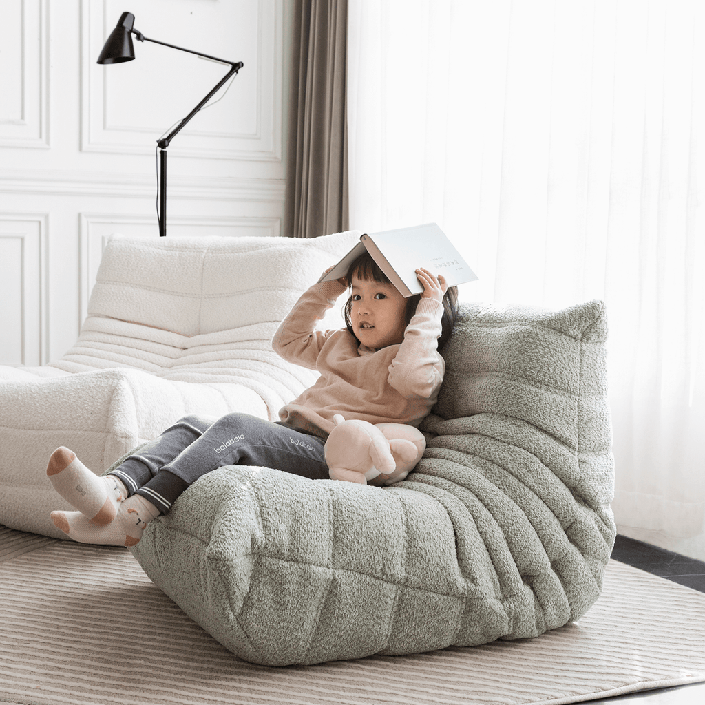 Caterpillar Themed Kids Sofa - Soft Sherpa Upholstery