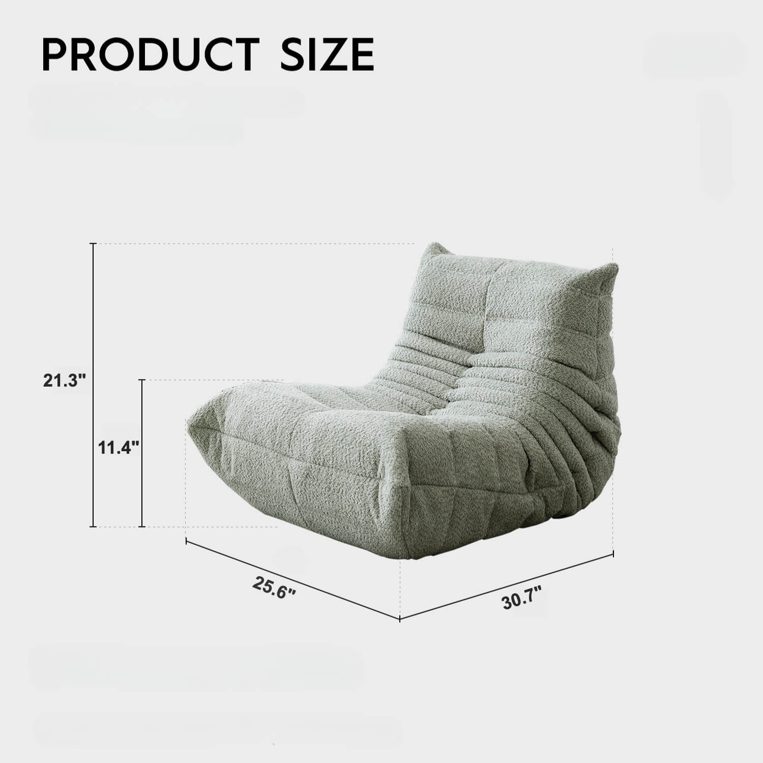 Caterpillar Themed Kids Sofa - Soft Sherpa Upholstery Dimensions