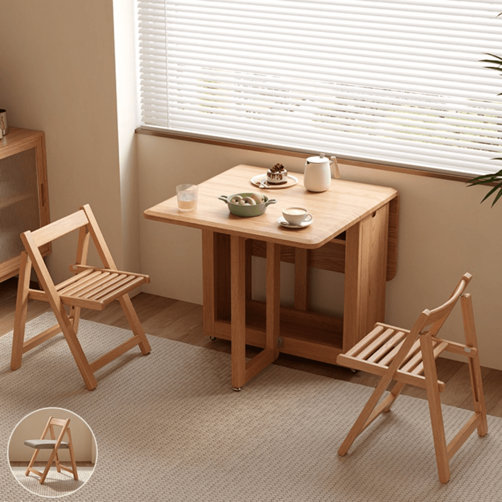 Folding dining table with storage, space-saving and multi-purpose design for small spaces