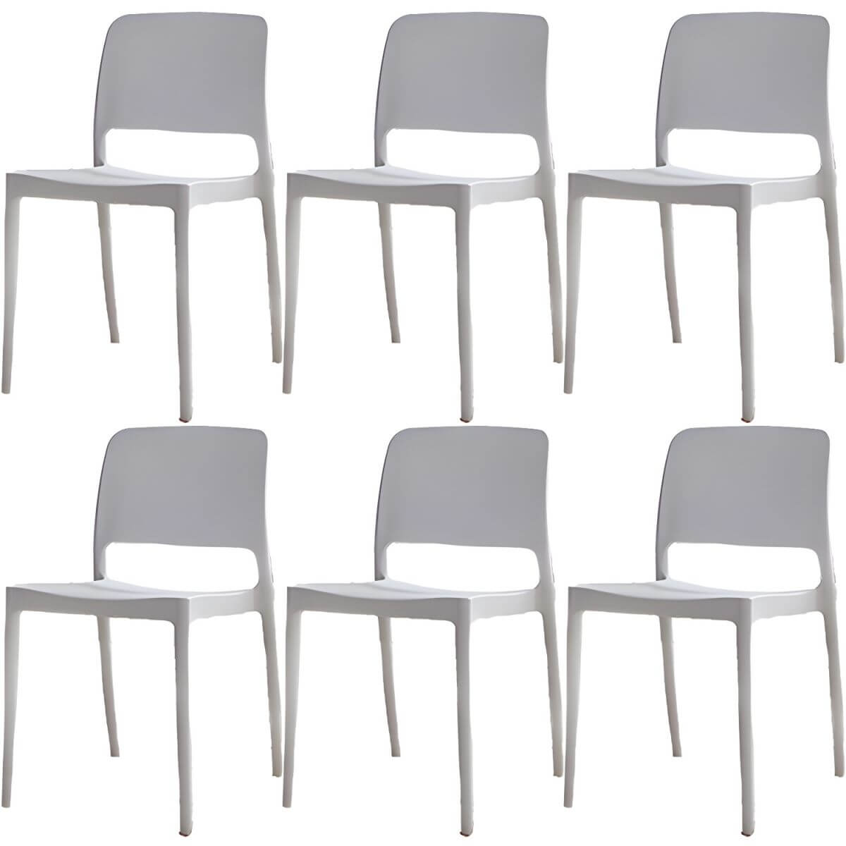 Scandinavian plastic and acrylic dining chair with low backrest and armless design