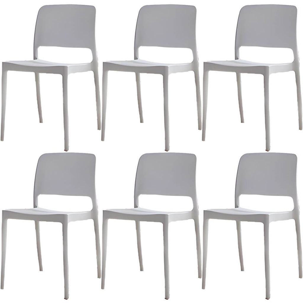 Scandinavian plastic and acrylic dining chair with low backrest and armless design