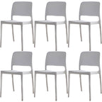 Scandinavian plastic and acrylic dining chair with low backrest and armless design