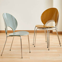 Scandinavian Style Stackable Armless Side Chair in Plastic & Acrylic Dining Chairs