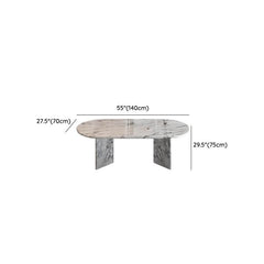 Contemporary Oval Dining Table with White Marble Top, Fixed Table Dining Tables