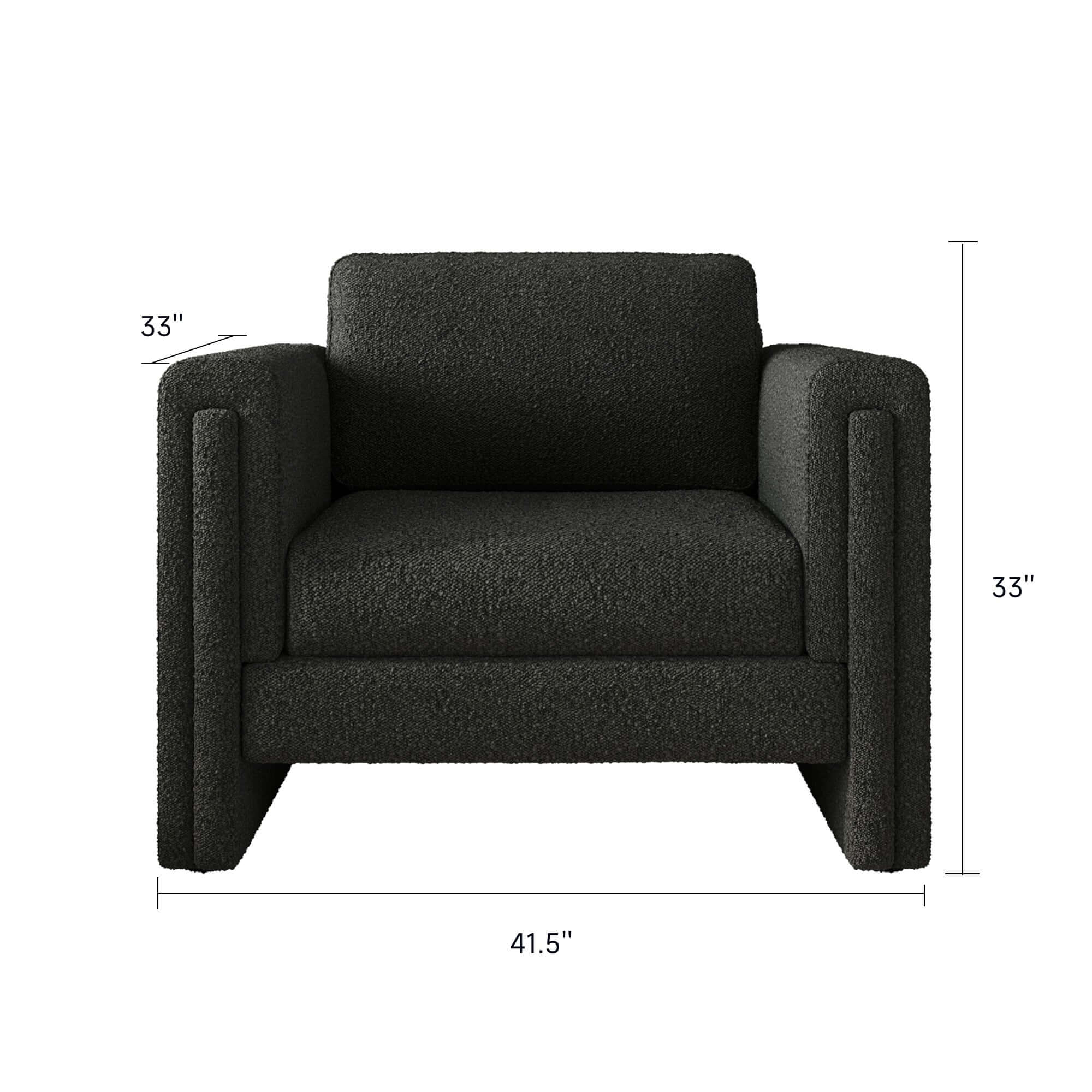 Modern single upholstered sofa armchair in teddy fabric or cotton linen blend