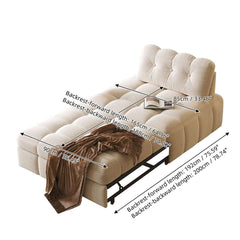 Cocochairs Teddy Fleece Lounge Sofa Bed – Cream White Pull-Out Sleeper for Small Spaces