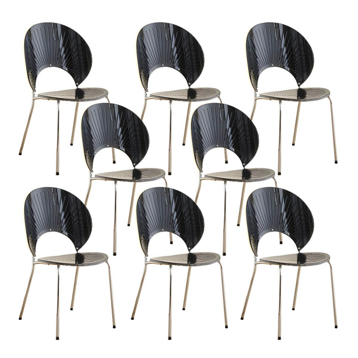 Scandinavian style stackable armless side chair made of plastic and acrylic for dining