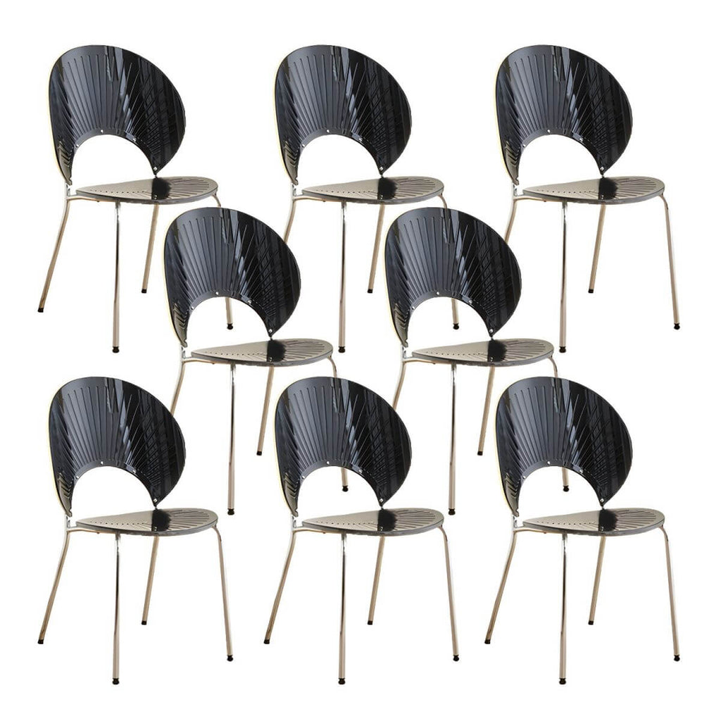 Scandinavian style stackable armless side chair made of plastic and acrylic for dining