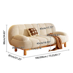 Japandi Loveseat Folding Sofa Bed in Cream White & Green Corduroy Fabric