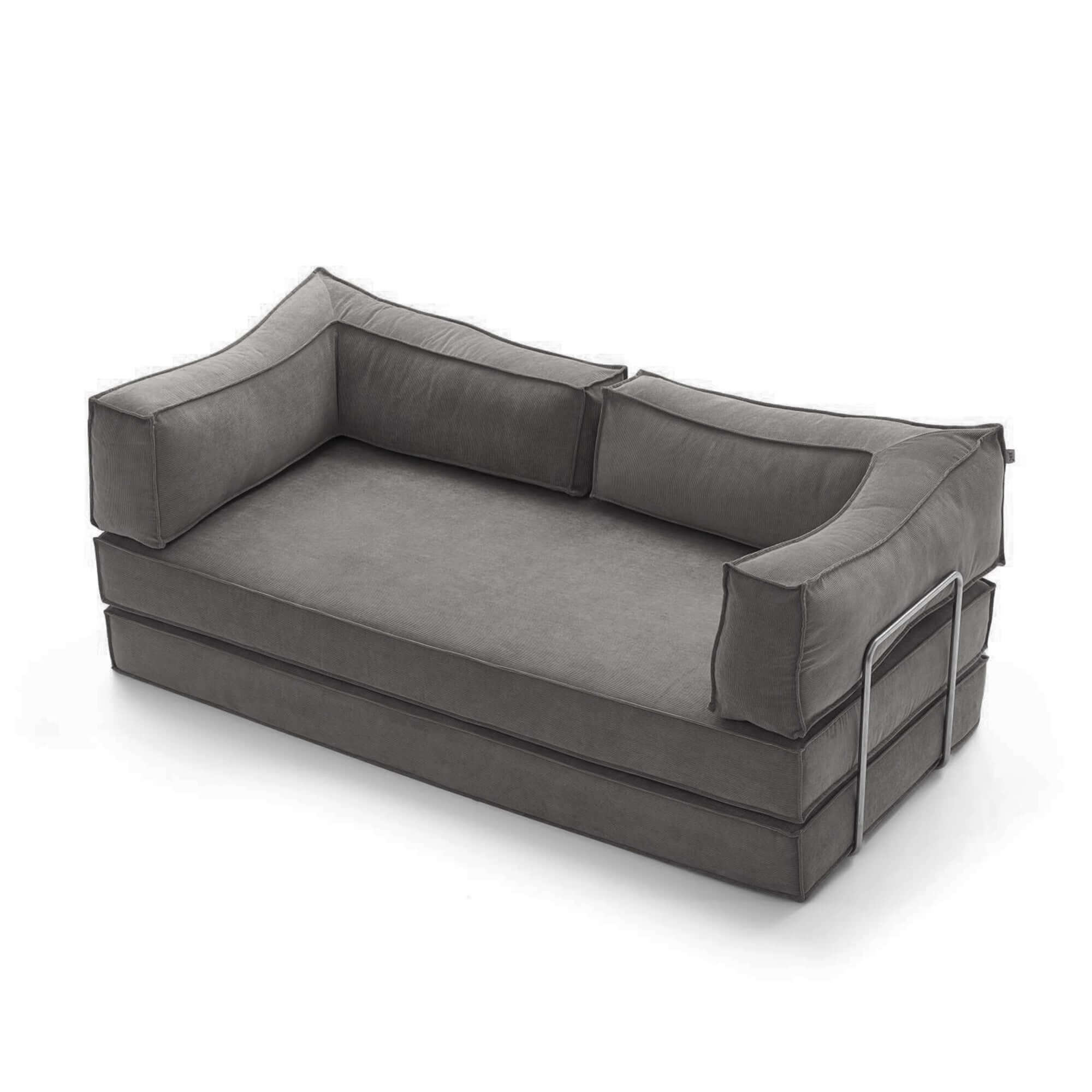 Compressed sofa bed with corduroy fabric and three stainless steel frames, DIY couch design