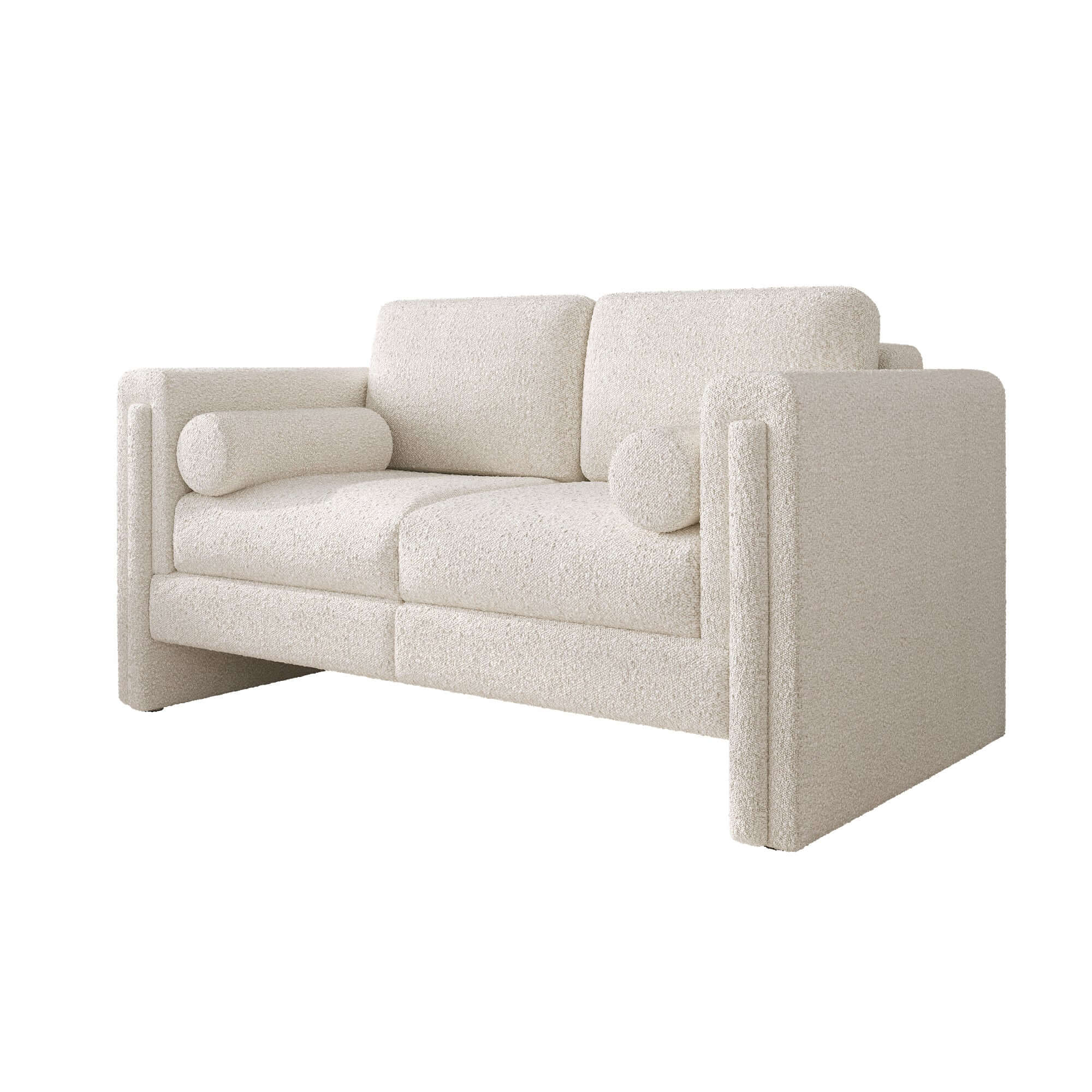 Modern single upholstered sofa armchair in teddy fabric or cotton linen blend