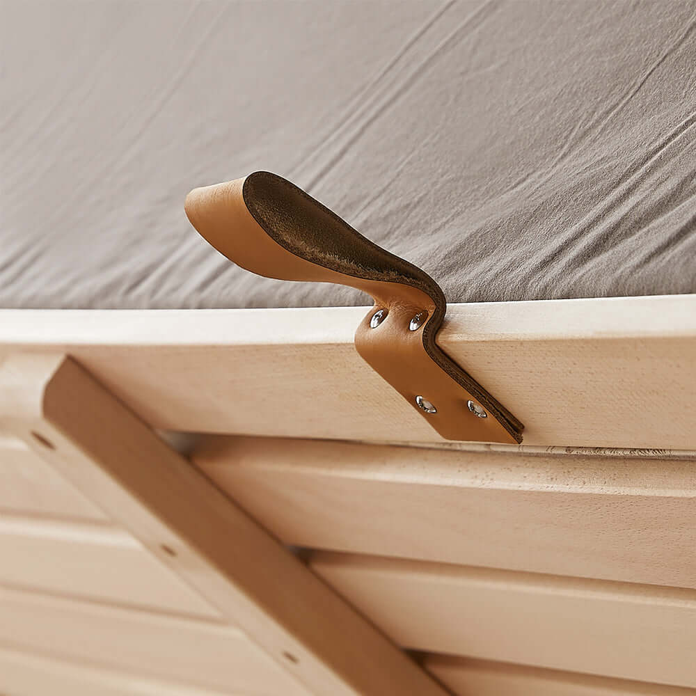 Solid wood vintage floating storage bed with large under-bed drawers for extra space